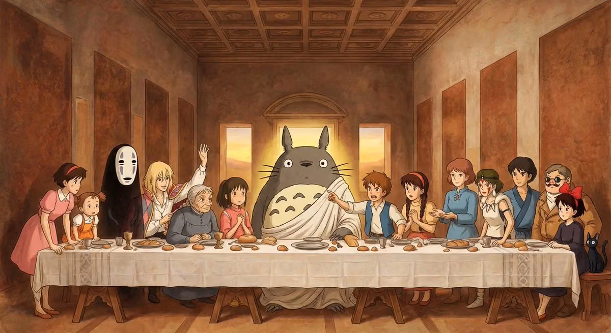 Reimagining Da Vinci's 'The Last Supper' with Miyazaki Characters