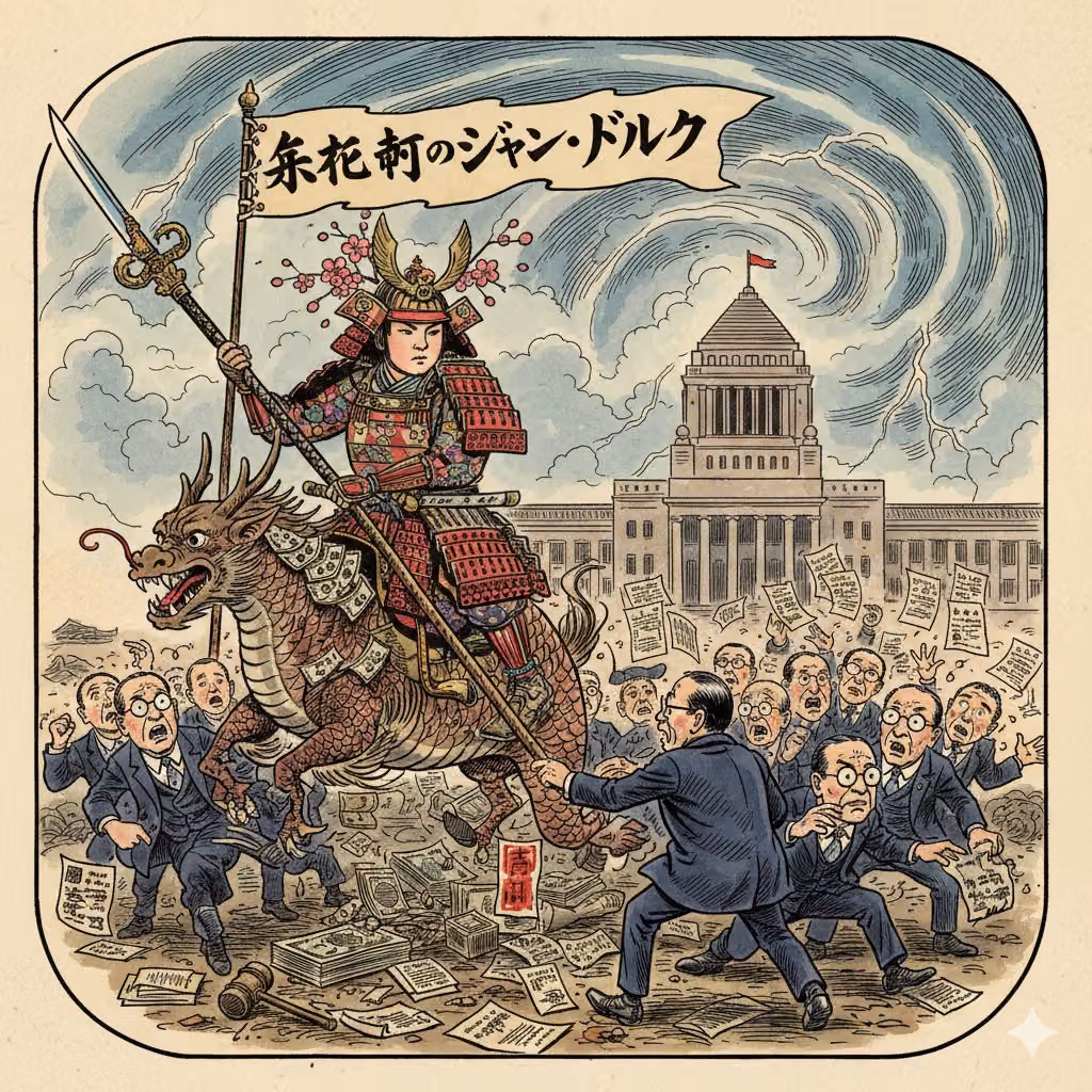 Caricature Joan of Arc in Nagatacho