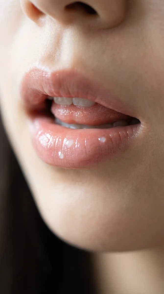 Extreme Close-up of Natural East Asian Lips