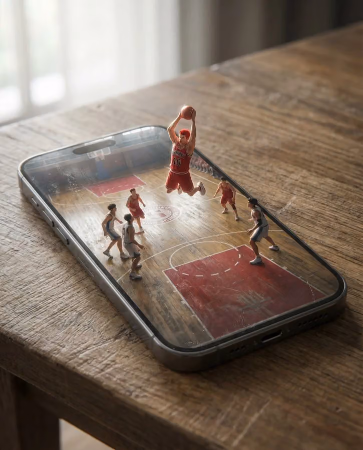 Hyper Realistic Phone Screen as Olympic Pool