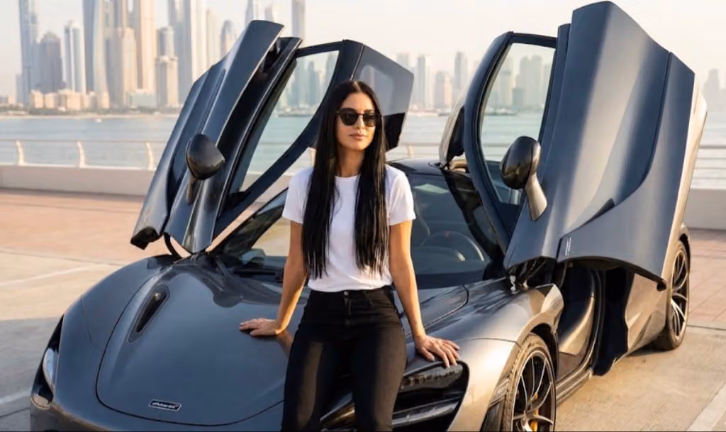McLaren 720S Woman on Hood Ultra Realistic