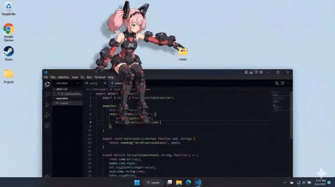 Semi-3D Anime Style Desktop UI Character Design