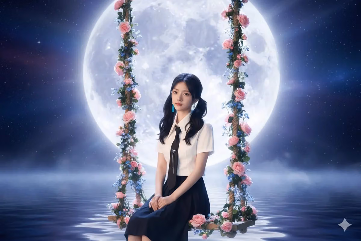 Mid-Autumn Festival Swing Under the Moon Photo