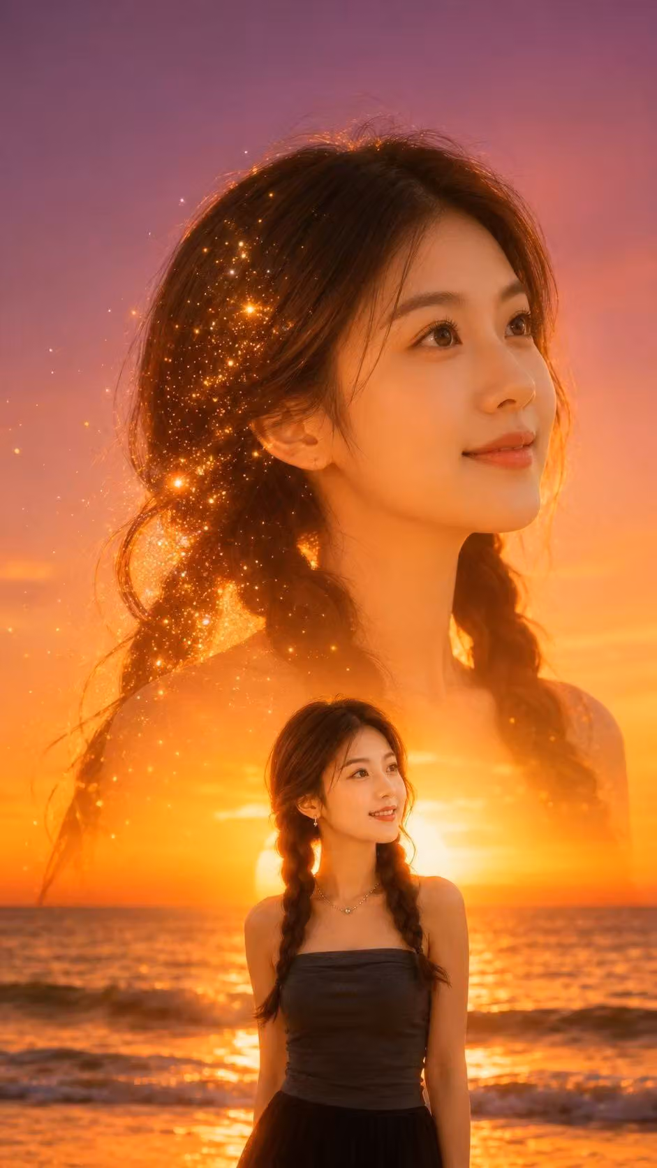 Cinematic Double-Exposure Sunset Portrait