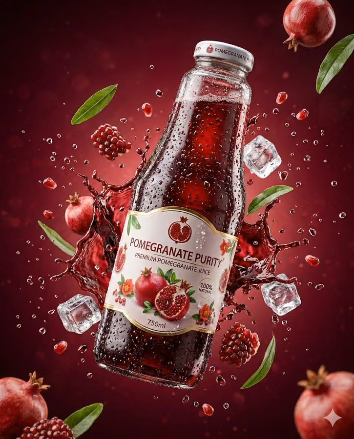 Ultra-Realistic Cherry Juice Commercial Photography