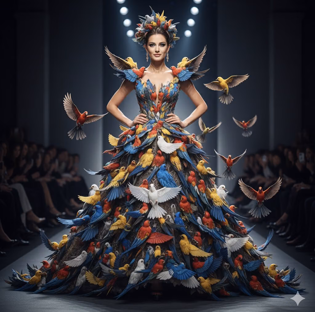 High-Fashion Bird Gown Photography