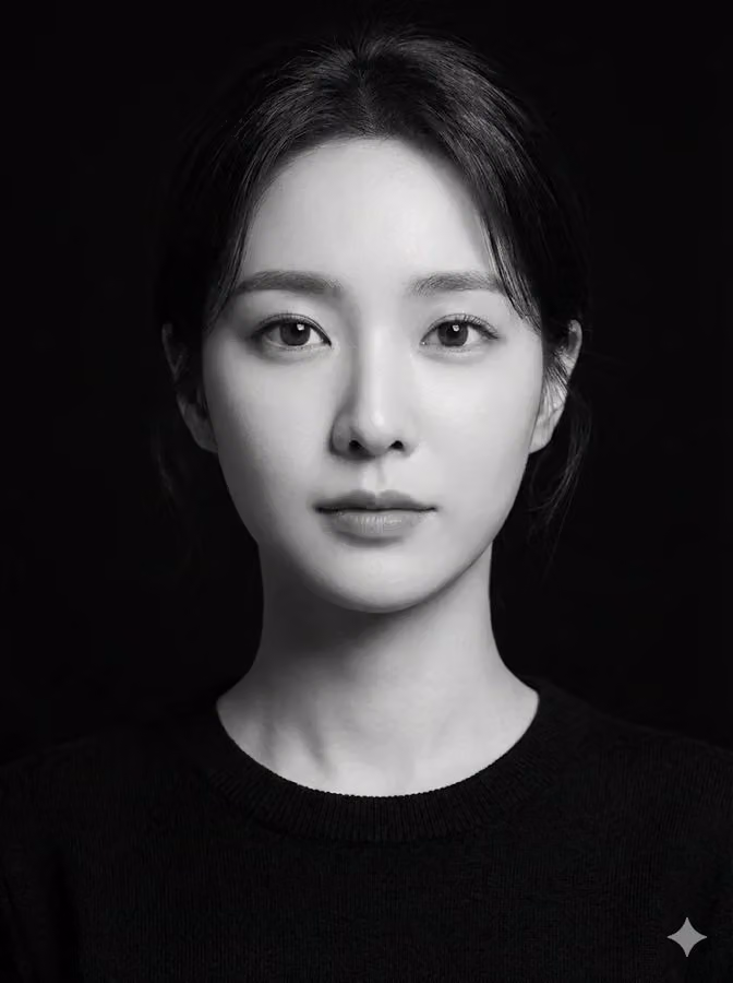 Black and White Studio Portrait of the Young Woman in the Uploaded Image