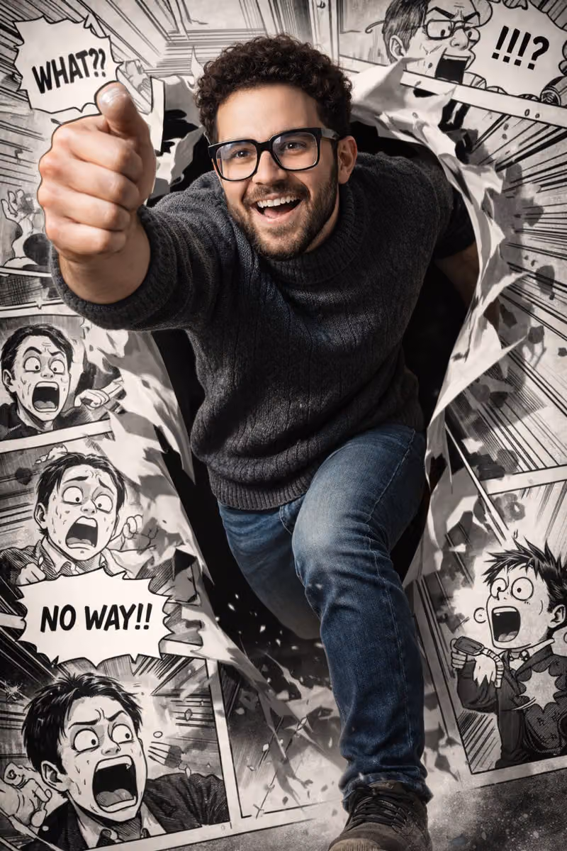 Ultra-Realistic Manga Character Breaking Through