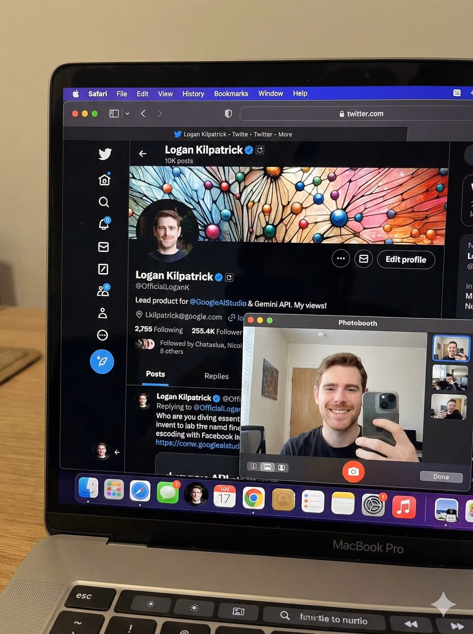 MacBook Pro Screen and Selfie Photo