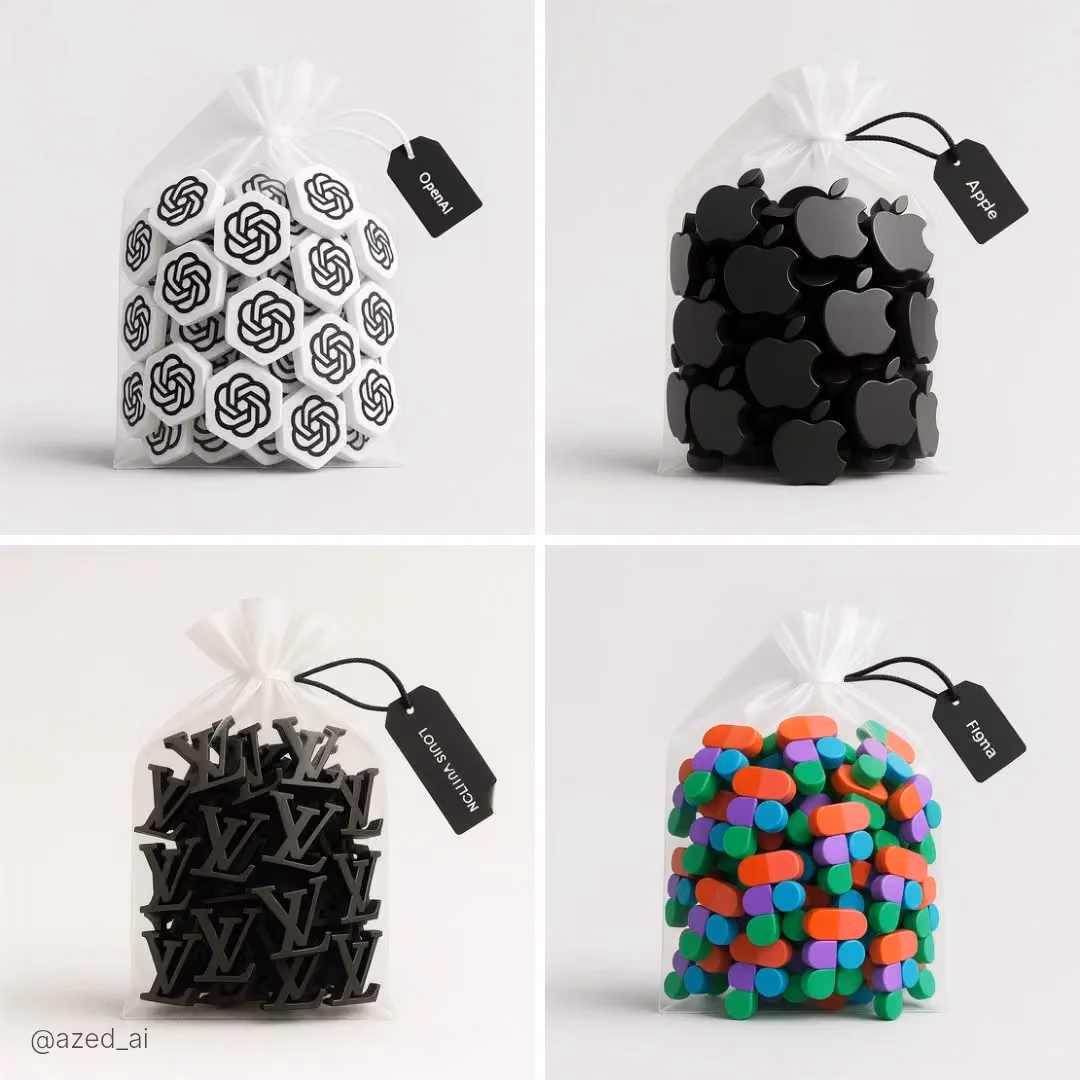 High-Res Transparent Bag with Tiny 3D Items
