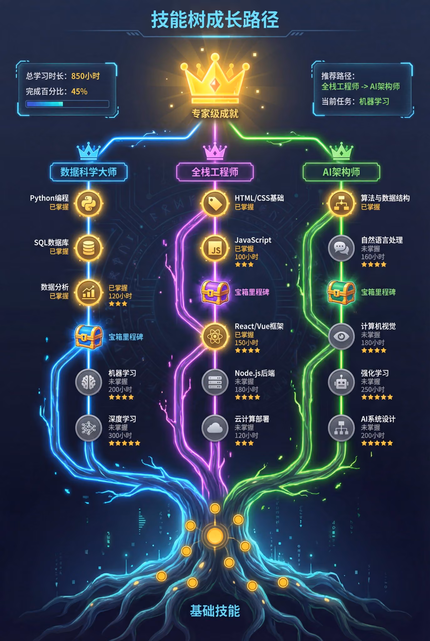 Skill Tree Growth Path Game Infographic