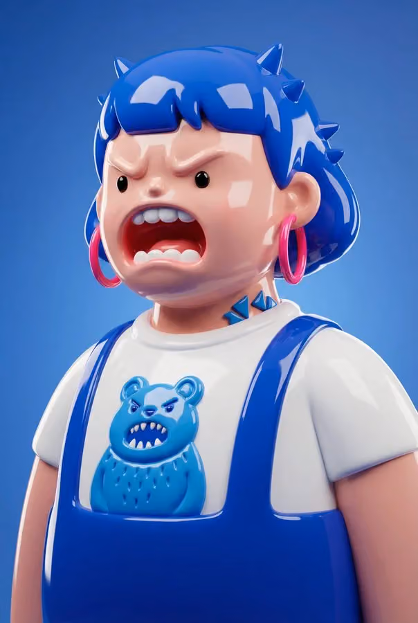 Transform the Subject into a Glossy Designer-Toy Character