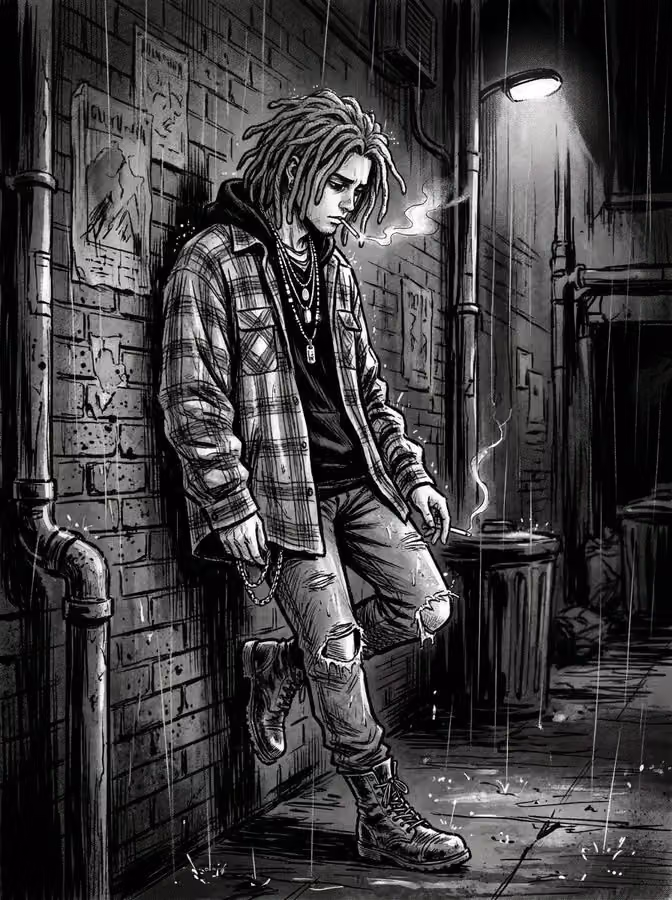 Gritty 90s Grunge Manga Art