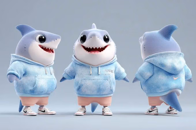 Cute Anthropomorphic Character Triple View