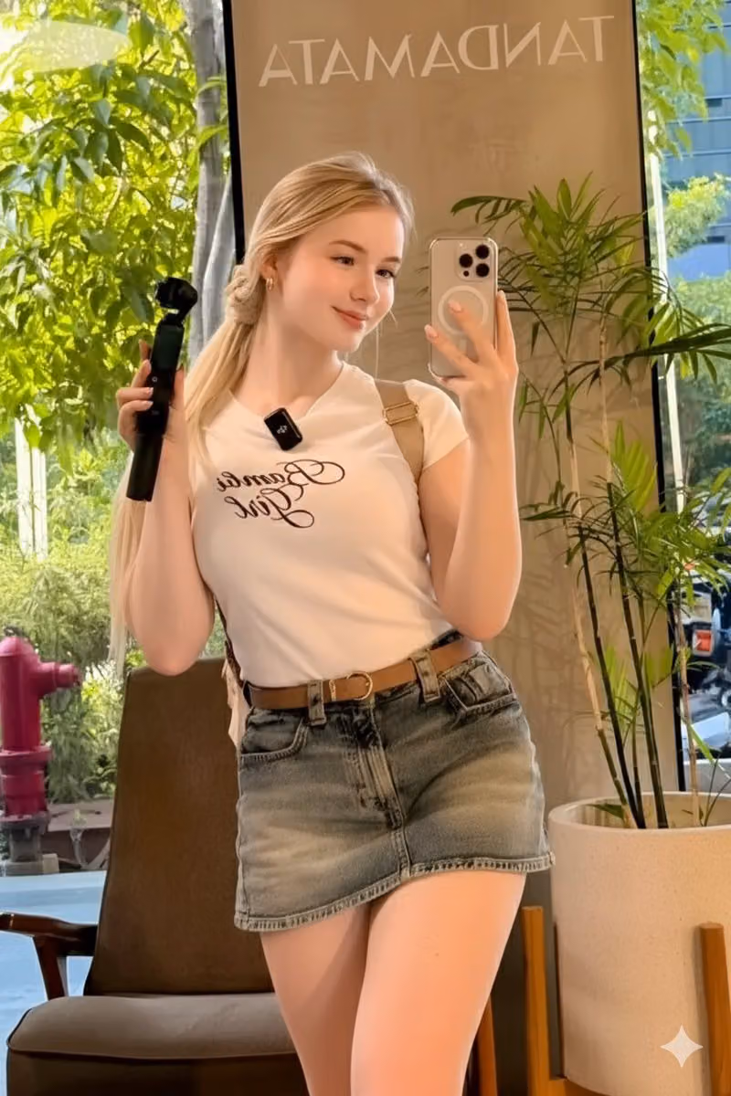 Blonde Woman Fashion Selfie