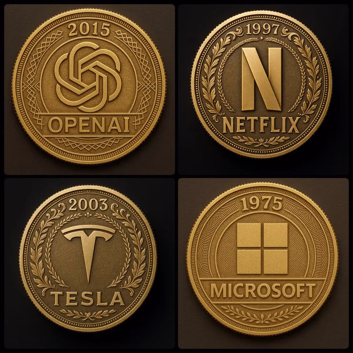 Gold Coin Photo with Company Logo and Year