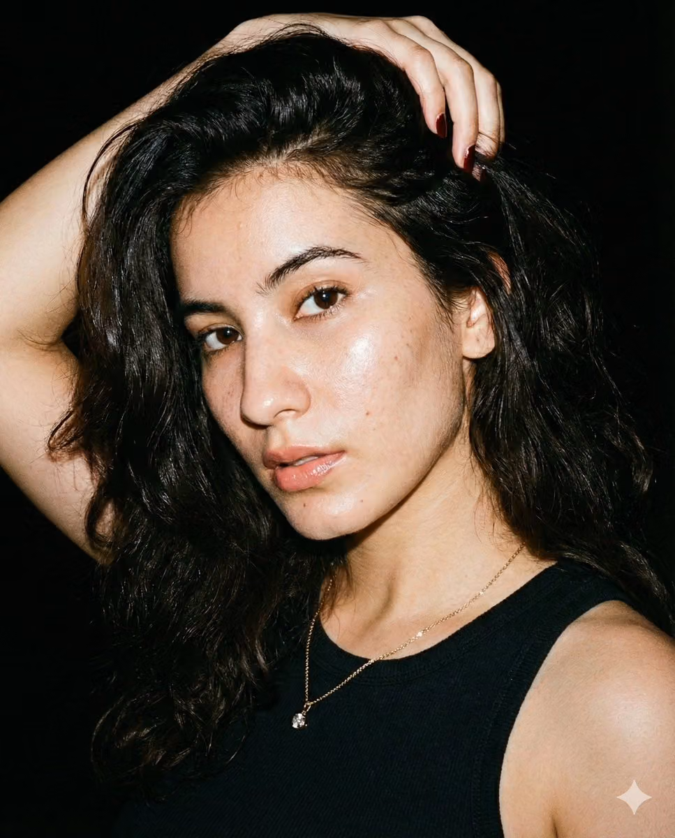 20-something woman intimate portrait, nightlife