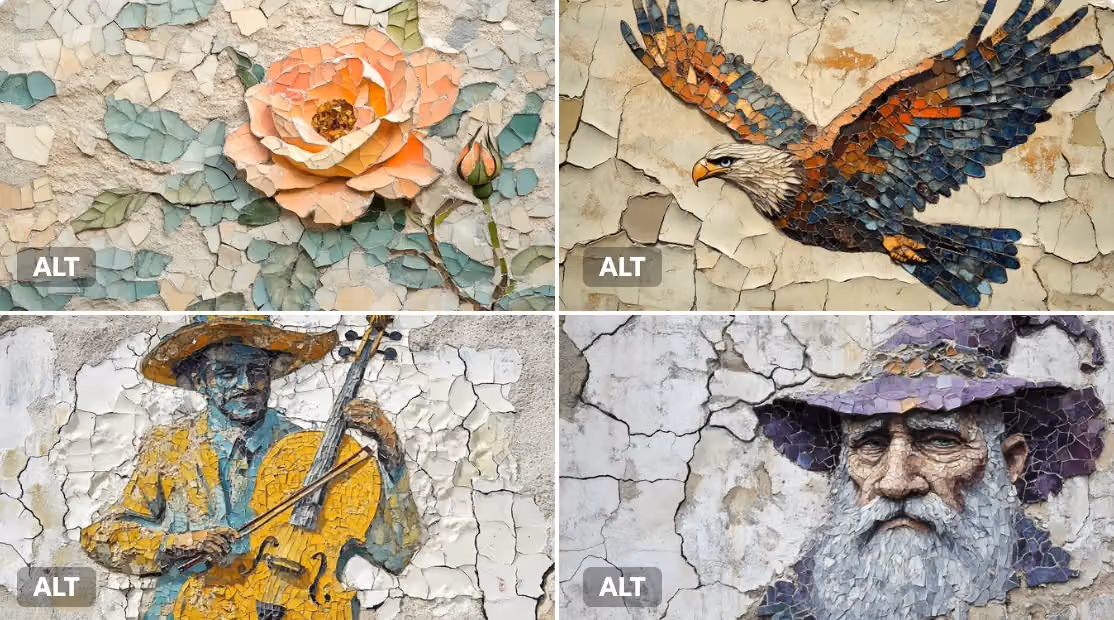 Mosaic Mural of Ceramic and Glass Shards