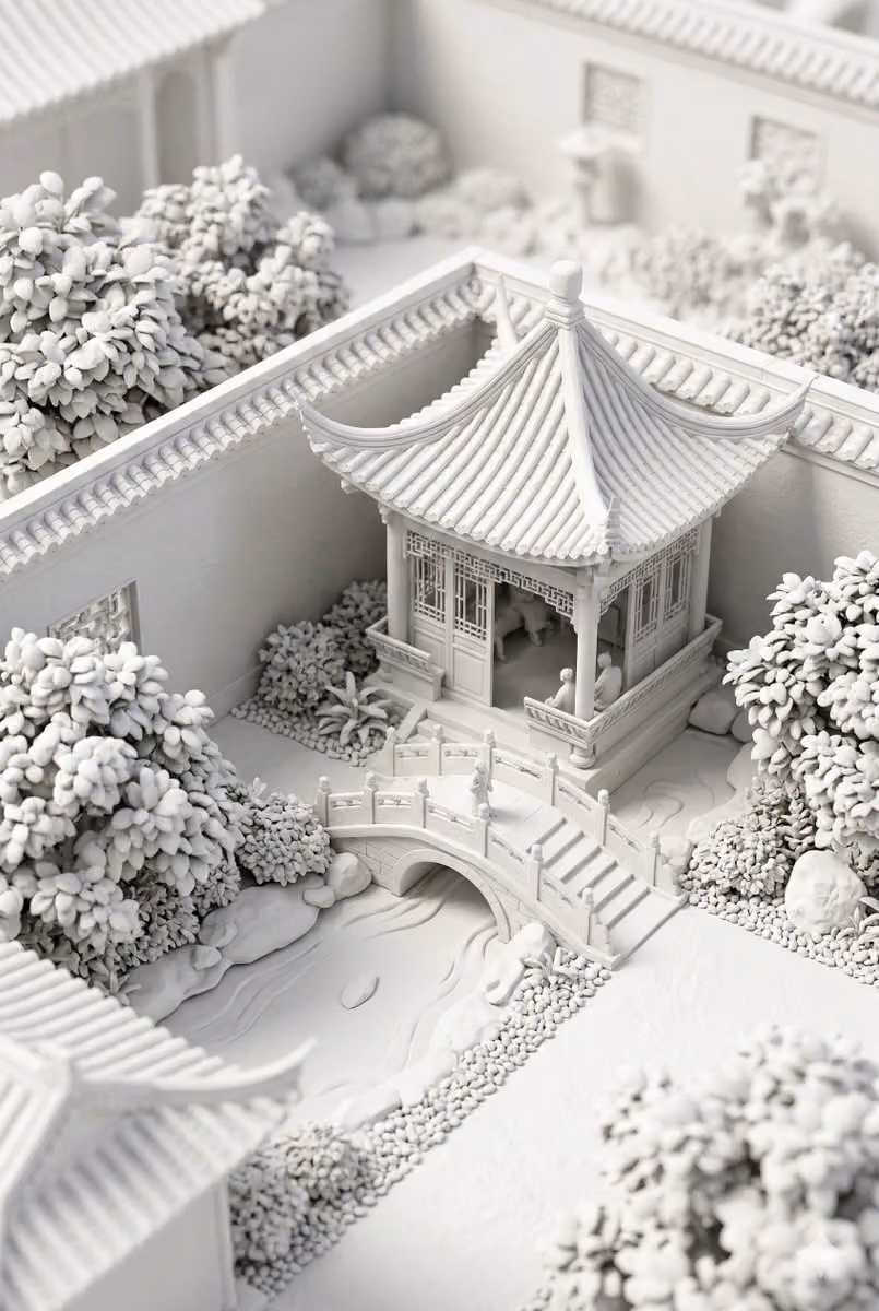 Traditional Chinese Garden Courtyard Corner Close-up